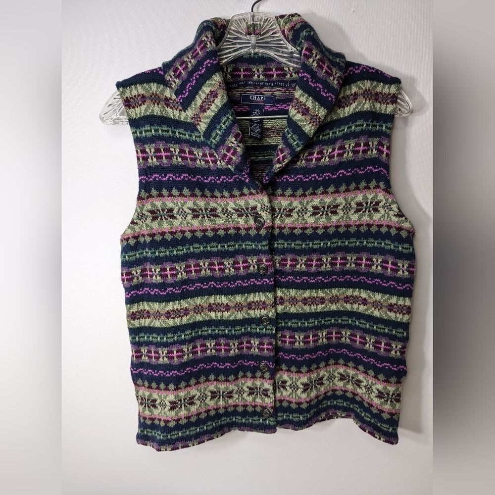 Chaps knit women's multicolored vest size Large I-1